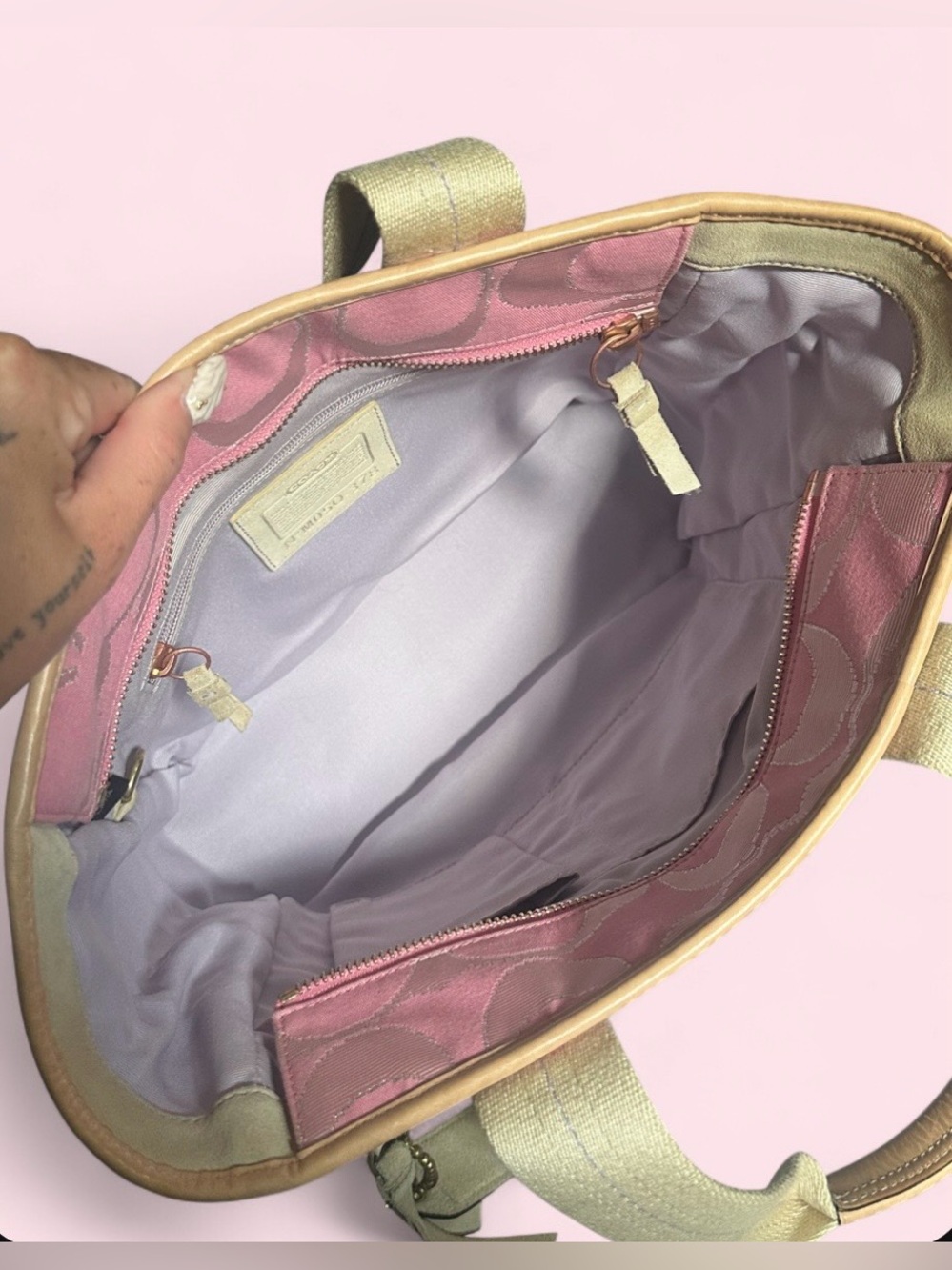 SOLD - rare vintage Y2K Coach Hamptons spring pastel patchwork tote bag - Picture 12 of 14